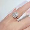 Classical Luxury  Sterling Silver Pave Princess-cut Simulated Diamond Wedding Rings for Women Adjustable  Girl Gift