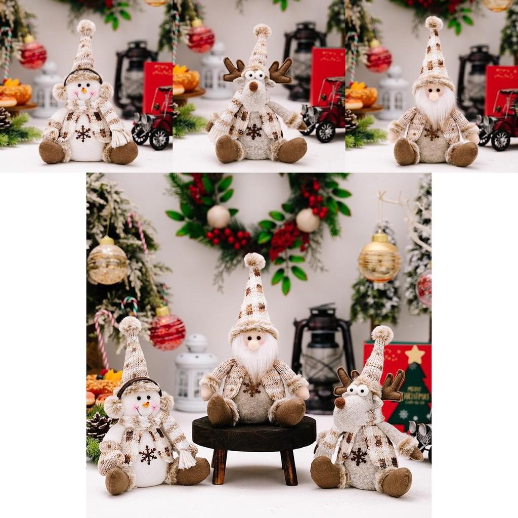 Charming Christmas Decor Nordic Sitting Santa Snowman And Reindeer Plush Dolls
