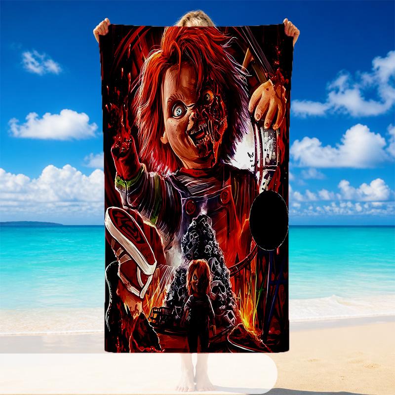 Quick Dry Beach Towel Chucky Pattern, Lightweight Absorbent Towel for Pool Beach Vacation Use