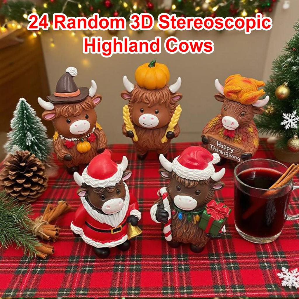 3D Highland Cow Christmas Advent Calendar 2025 W/ 24 Ornament Xmas Countdown Calendar Xmas Calendar for Cow Lovers Holiday Gift