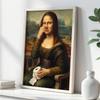 Funny Mona Lisa Poster Bathroom Wall Art with Toilet Paper Prints Toilet Decor Art Parody Canvas Painting Guest Toilet Gift