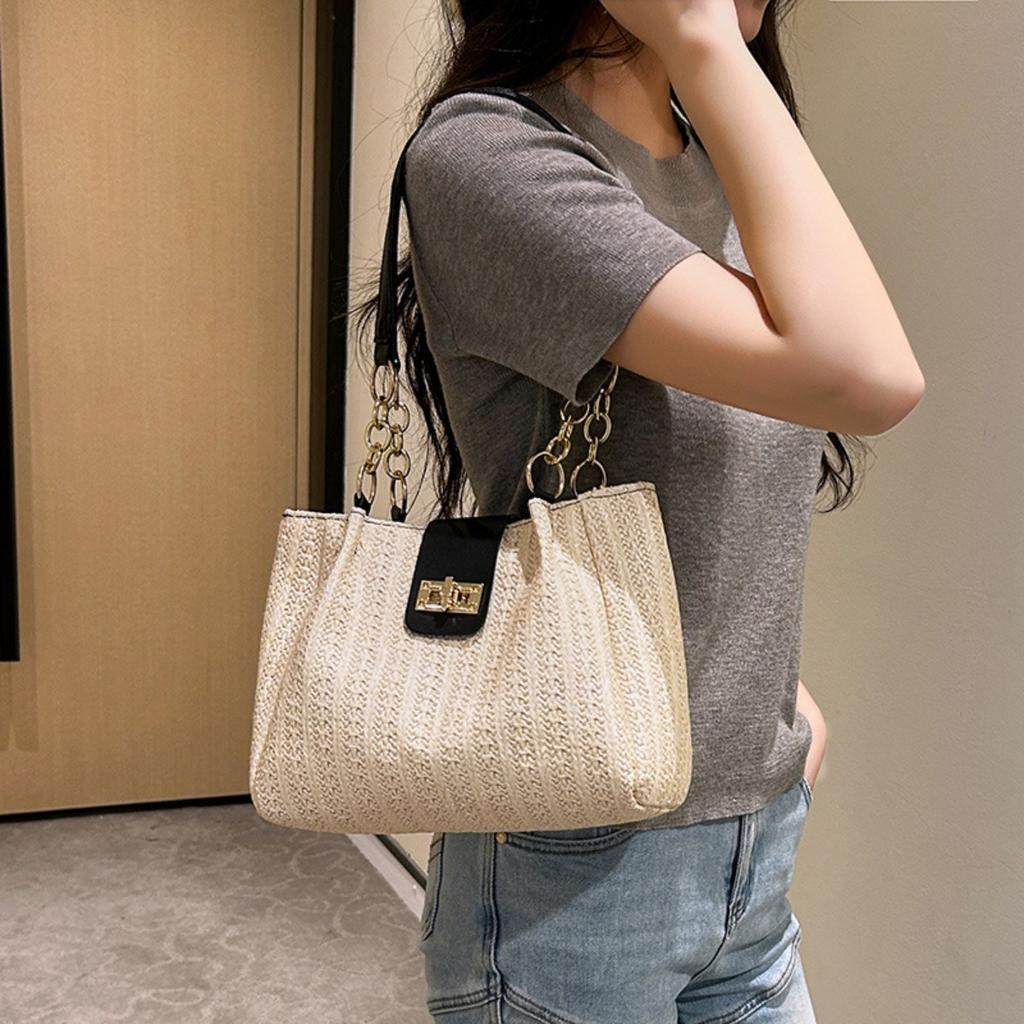 Large Capacity, Bag, Women's Bag, Woven, Swivel Lock Design, Shoulder Bag, Armpit Bag, Casual Bag