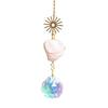 Crystal Sun Catchers for Windows, Colorful Healing Light Crystal Suncatcher, Prism Crystal Hanging Pendant with Chains, Gold-Plated Wind Chimes,