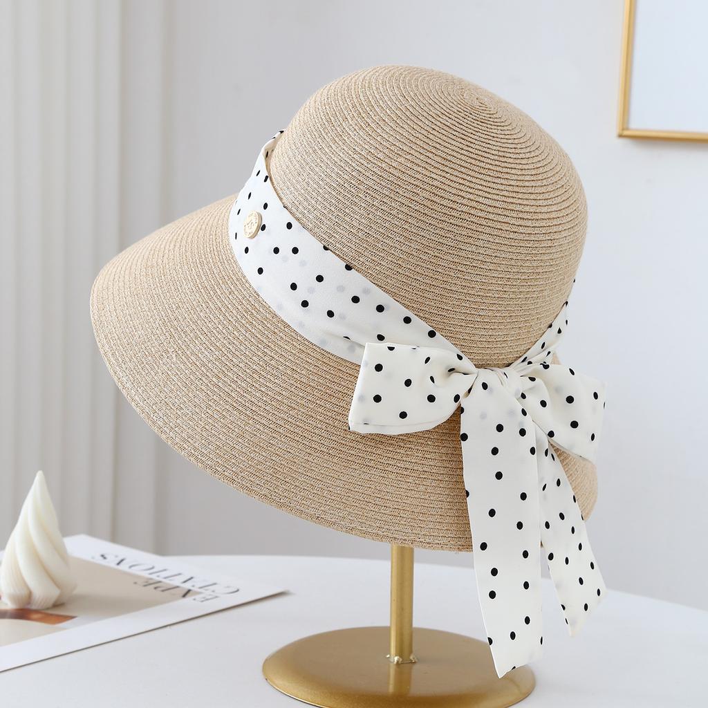French-Style Wide-Brimmed Sunhat Bucket Hat Women with Summer Bow for Seaside Outings Summer Bow Beach Hats