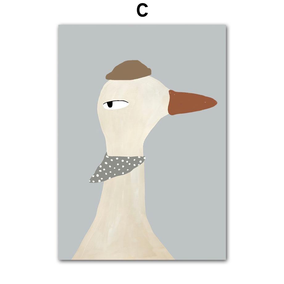 Cute Rabbit Cat Crocodile Goose Pear Nursery Wall Art Canvas Painting Boho Posters And Prints Wall Pictures Baby Kids Room Decor