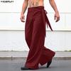 INCERUN Herren Lässige High Waist Reißverschluss Seitenstreifen Lässige Hose Hosen
