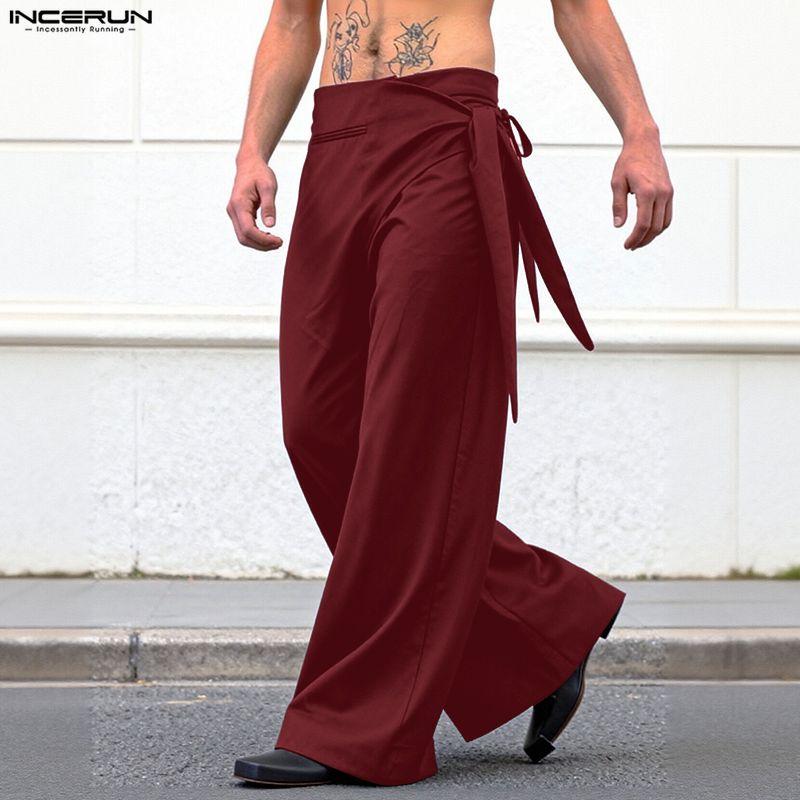 INCERUN Herren Lässige High Waist Reißverschluss Seitenstreifen Lässige Hose Hosen