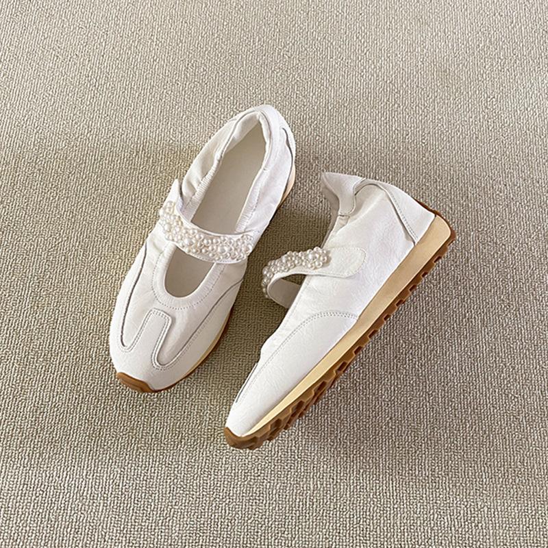 

Версия из овчины~ нишевый дизайн жемчужная кожа белые туфли женские на липучке на платформе повседневные кеды немецкие тренировочные туфли одинарные туфли 40 белый