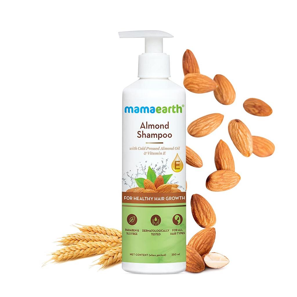 Mamaearth Almond Shampoo With Vitamin E For Hair Fall Control & Scalp Care | Nourishing Sulfate-Free Cleanser For All Hair Types | 250 ml