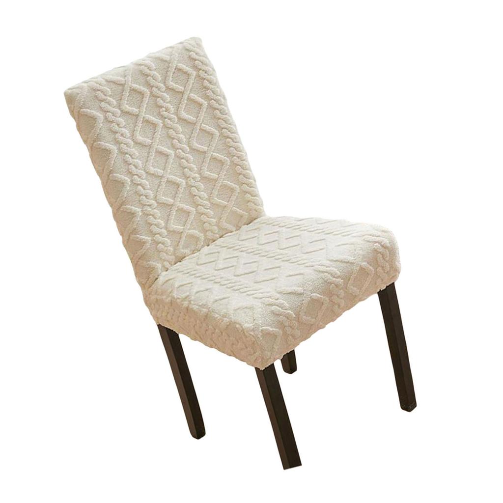 Thicken Plush Dining Chair Cover Jacquard Stretch Chair Seat Slipcovers Soft Warm Chairs Covers for Kitchen Living Room