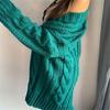 Sweater Women's Autumn and Winter Medium and Long Loose Twist Knitted Cardigan Female Cardigan
