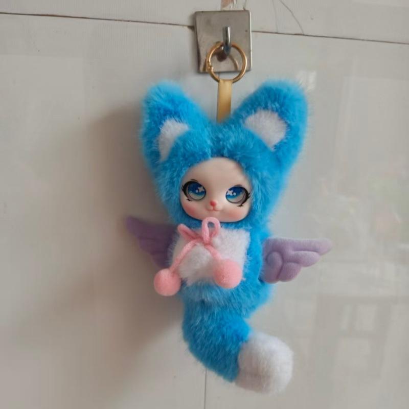 Kawaii Angel Plush Doll Keychain Vinyl Face Cartoon Character Pendant Angel Wings Bag Charm Collectible Gift For Girls