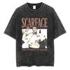 Movie Scarface Vintage Washed Tshirt Tony Montana Face Al Pacino Oversized Tshirts Men Women Fashion Hip Hop Gothic T Shirts