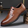 Fashion Summer New Business Breathable Hollow Leather Shoes Men's British Large Size Sandals Korean Casual Fashion Dress Shoes Male