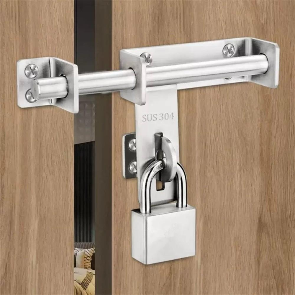 304 Stainless Door Bolts Catch Lock Heavy Duty Safety Door Buckle Hasp 6/8 Inch Anti-theft Door Lock Buckle Sliding Door