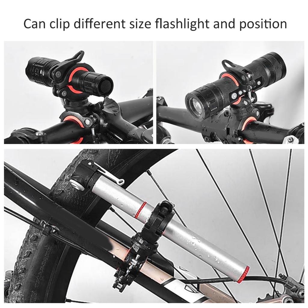 Black Multi Purpose 360 Degrees Rotatable Bicycle Flashlight Mount Clip Bike Front Light Fixed