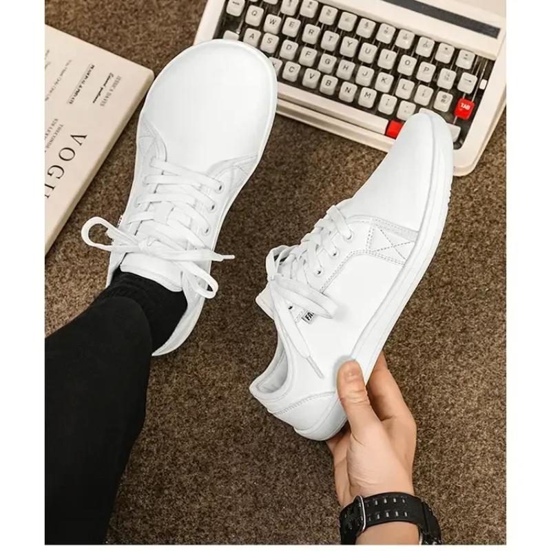 Pantofi pentru bărbați Pantofi largi, desculți, pentru bărbați, minimalisti din piele, pantofi casual, respirabili, confortabili, albi, pantofi de mers