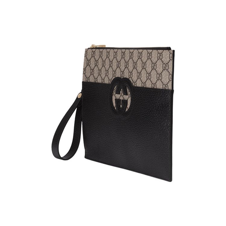 Gucci Hollow Interlocking Double G Logo Zipper Handbag Men Handbags Black 723320-K9GSG-9769