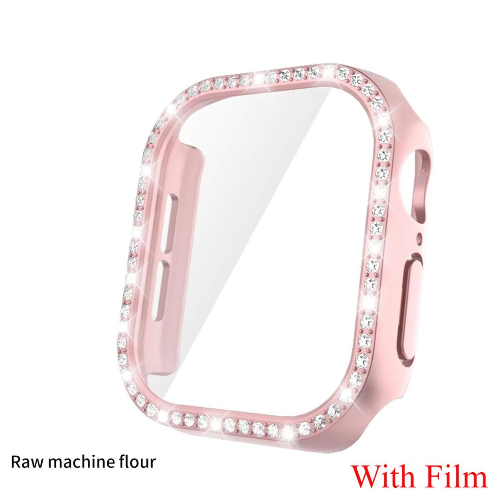 Glass+Diamond Cover For Apple Watch Case 46mm 42mm Bling Bumper Protector for iWatch Series 11 10 46 42mm Watch Case