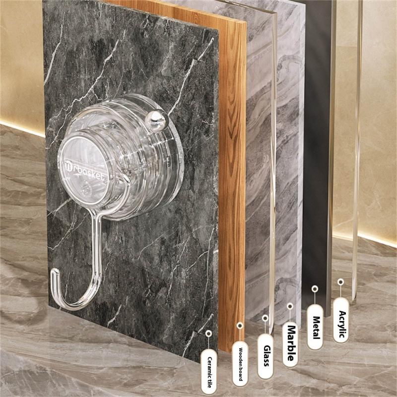 Set of 2 Suction Cup Hook Clip Multifunctional Clear Holders for Home and Supermarket Daily Casual Use Organization