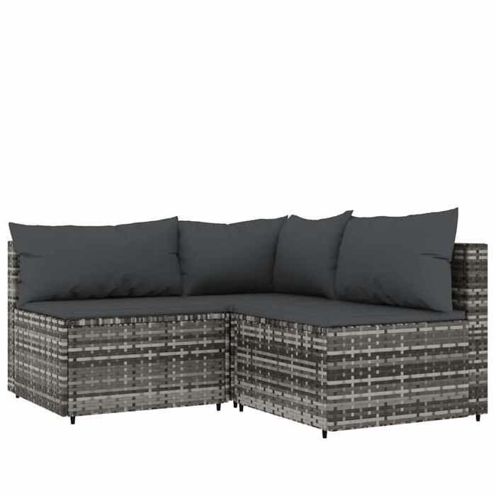 VidaXL Salon de jardin 4 pcs avec coussins Gris Résine tressée, ensemble de salon d'extérieur, ensemble de mobilier 319765