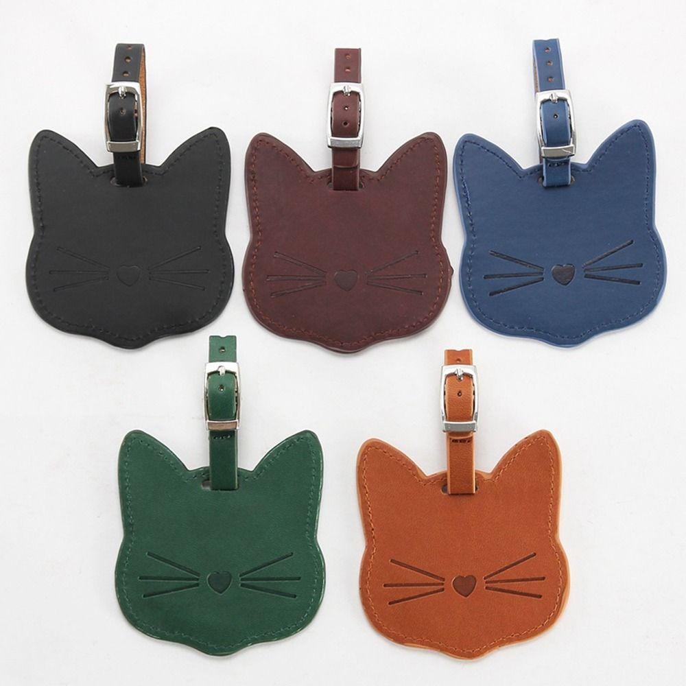 Tag PU Leather Cat Shape Airplane Suitcase Tag Travel Accessories Boarding Pass Luggage Tag