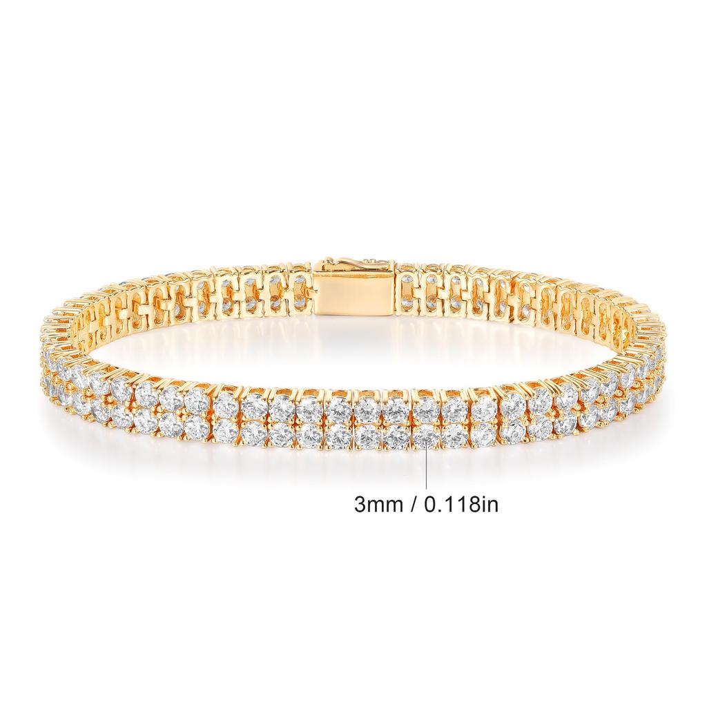 European-American Hip-Hop Double Row 3MM Inlaid Zircon Tennis Bracelet