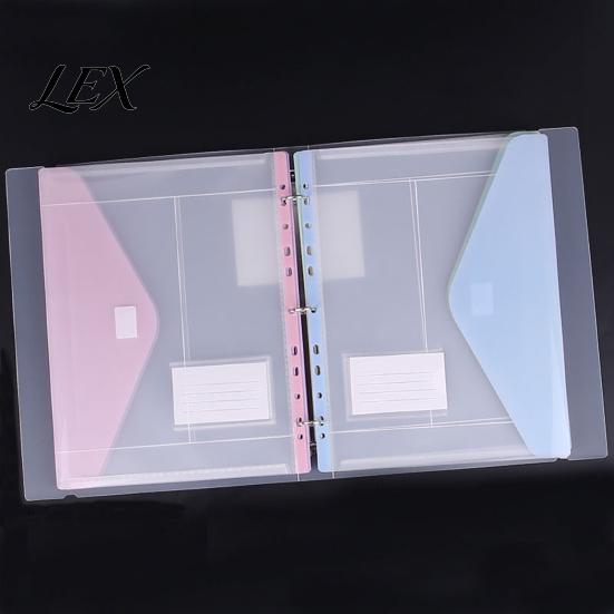 Student Exam Filing Organizer 11 Hole Expandable Binder Folders for 2/3/4 Ring Document Pouch, Plastic Envelopes Soft Color File Organizers