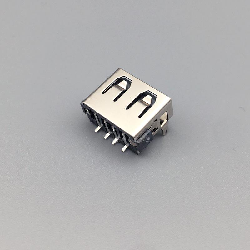 USB Female Socket, 10.0mm, 6.3mm Height, Front Insertion, Rear Surface Mount, 4-Pin, Straight Edge Port, SMT Charging.