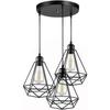 JOYINLED 1/3 Lamp Diamond Ceiling Light Geometric Cage Style Vintage Pendant Light for Living Room Restaurant Dining Room Dia.20