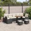 10-Piece Garden Sofa Set with Cushions Black Poly Rattan Acacia 3364330