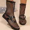 Plus Size Mesh Roman Sandals Women's Runway Sexy Ankle Boots 2025 Summer New Arrival Black Openwork Mesh Boots