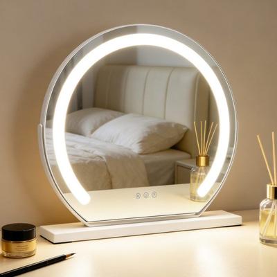 Lustro do makijażu - NETTLIFE - Okrągłe lustro w stylu Hollywood - LED - 40×38 cm - Białe