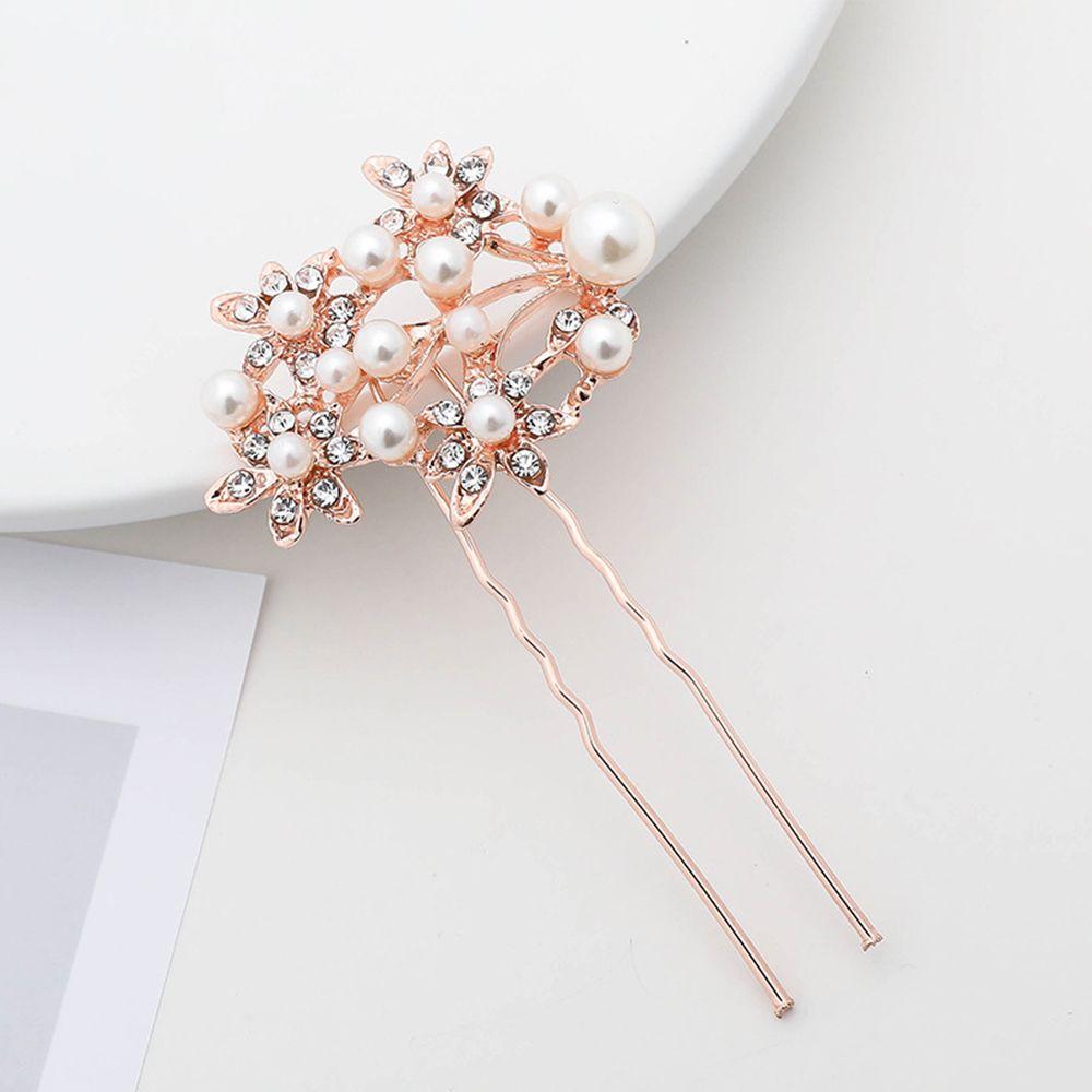 

Temperament Women Hair Accessories Rhinestone Hair Stick Korean Style Headwear Five-tooth Hair Comb F