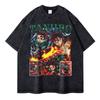 Nezuko T Shirts Vintage Washed Anime Kimetsu No Yaiba T-shirt Oversized Short Sleeve Demon Slayer Mitsuri Tokitou Tops Tees Men