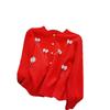 Fragrant Style Women's Bow Sweater Coat - Loose Round Neck Knitted Cardigan for Spring & Autumn 2025