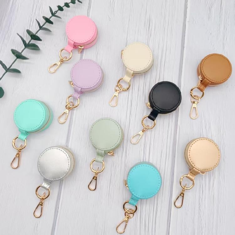 Convenient Keychain Jewelry Holder PU Leather Ring Case for Secure Storage of Accessories In a Compact Travel Size