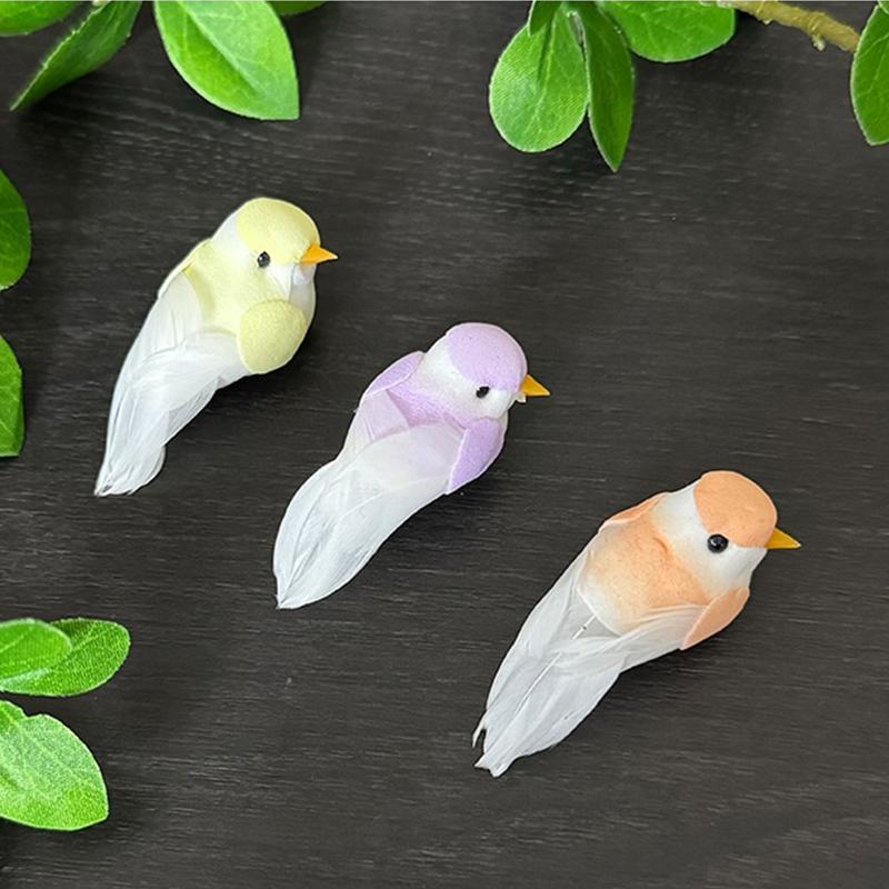 2Pcs Cute Artificial Birds Fake Foam Animal Simulation Feather Birds Models Tit Diy Craft Home Garden Floral Ornament Decoration