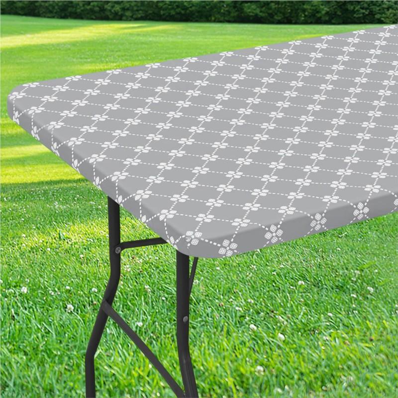 Homaxy Rectangle Vinyl Table Cloth Elastic Fitted Tablecloth With Flannel Backing Waterproof Plastic Table Cover Camp Tablecloth