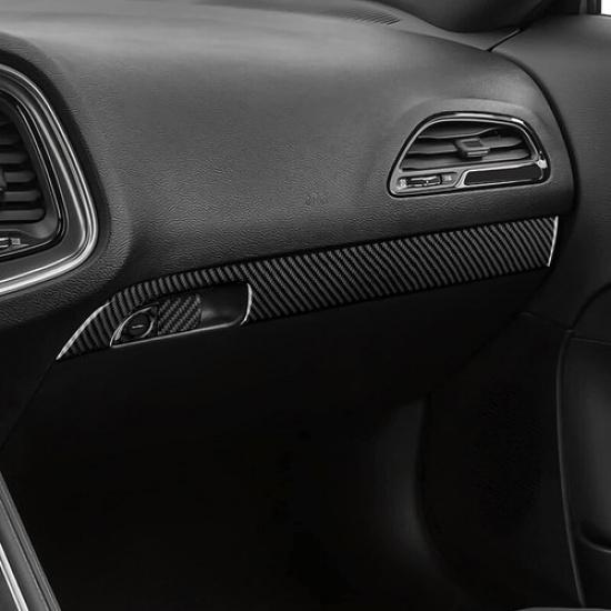for Dodge Charger Challenger Carbon Fiber Copilot Storage Box Handle Cover Trim