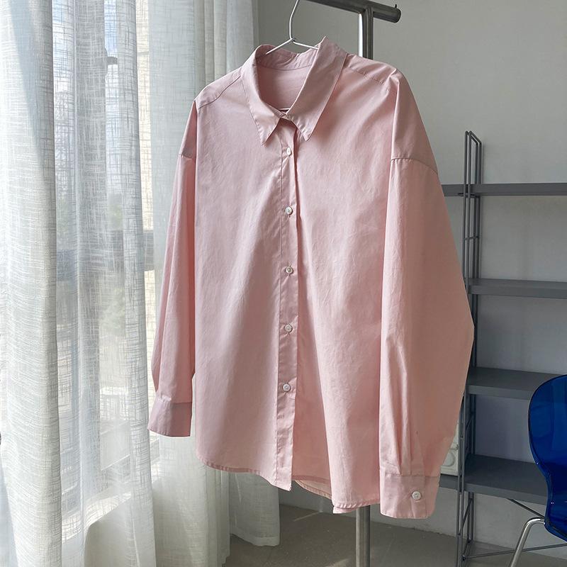 Großes, einfarbiges, langärmliges Hemd für Damen, schlichtes, lockeres Freizeithemd