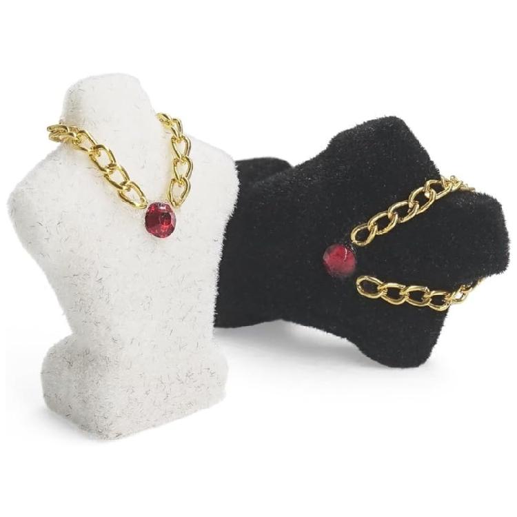 Realistic Miniature Doll House Jewelry Stand Model With Flocking Finish and Necklace for 1/24 Antique Cabinet Decors