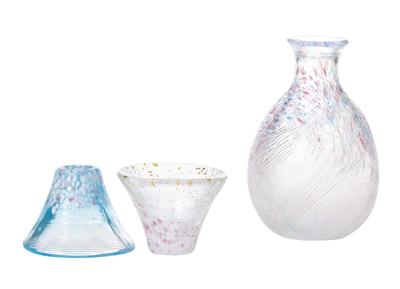 Toyo Sasaki Glass Copa de la Suerte Sakurafuji Juego de Sake Hecho en Japón Copa de Sake Vaso de Sake Juego de Jarra Fuji Regalo Presente Presente Día del Respeto a los Mayores Día