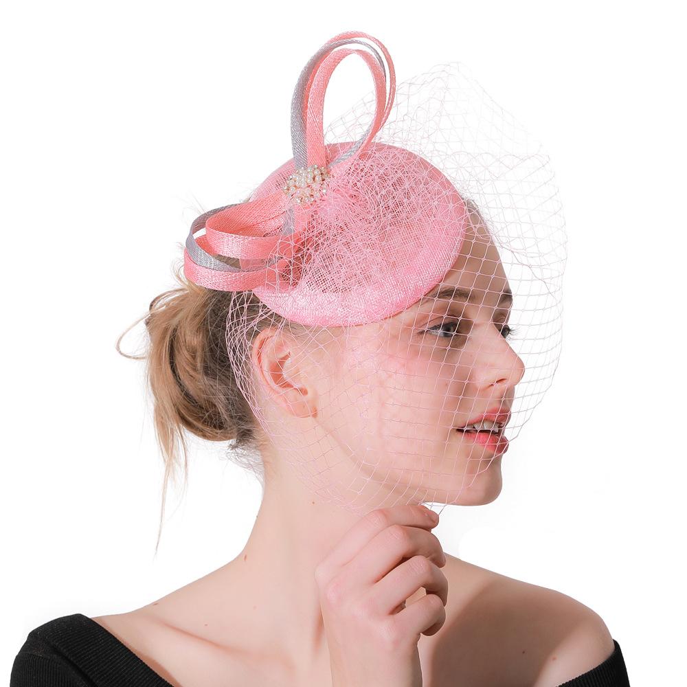 Ladies Linen Hat New Top Hat Feather Shape Bridal Top Hat Wedding Banquet Linen Yarn