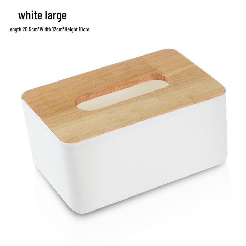 Nordic Minimalist Rectangular Tissue Box with Wooden Lid - Customizable Design with Logo Printing