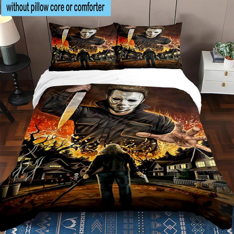 3PCS Halloween Horror Night 3pcs Bedding,Including 3PCS Duvet Cover And 2pcs Pillowcases Perfect for Christmas,Ideal for Bedroom, Dormitory