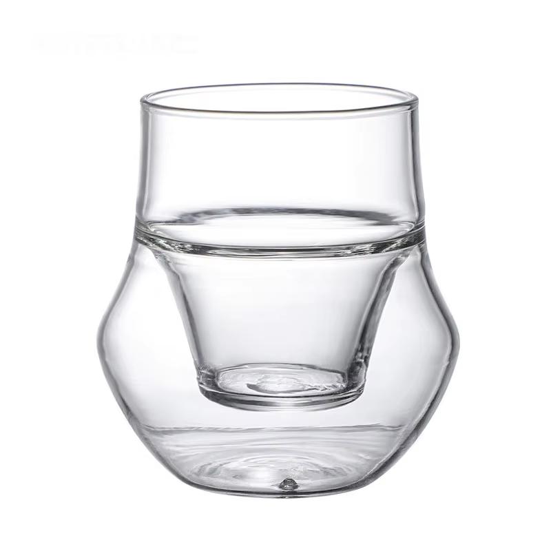 Double-Layer Insulated Glass Tea Cup with Hanging Ear Household Anti-Scalding Milk Mug High Temperature Resistant Coffee C