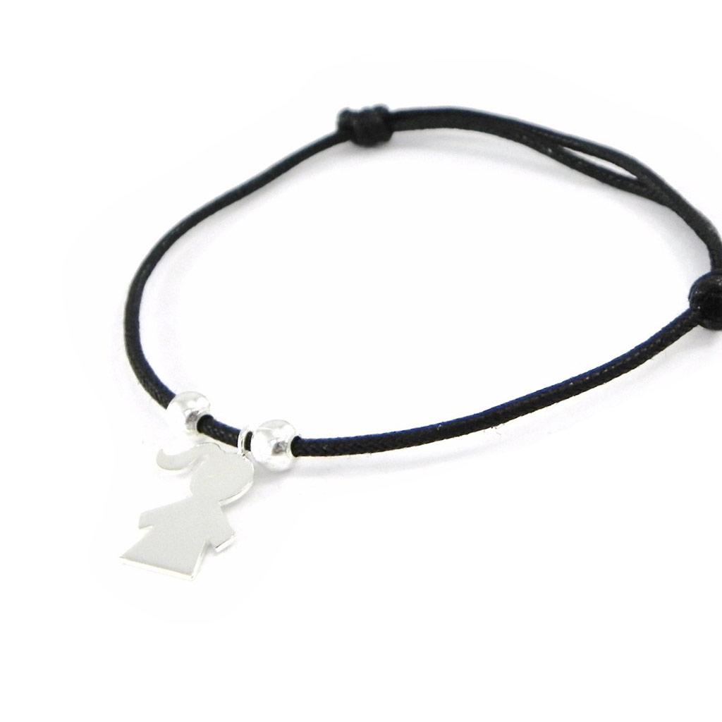 Les Trésors De Lily [F3940] - Sølvarmbånd 'Girl' svart sølv - 15x12 mm