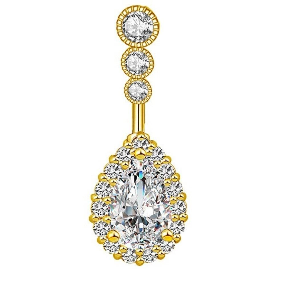 Rhinestone Zircon Navel Ring Stainless Steel Body Piercing Jewelry Fashion Belly Button Ring  Gift