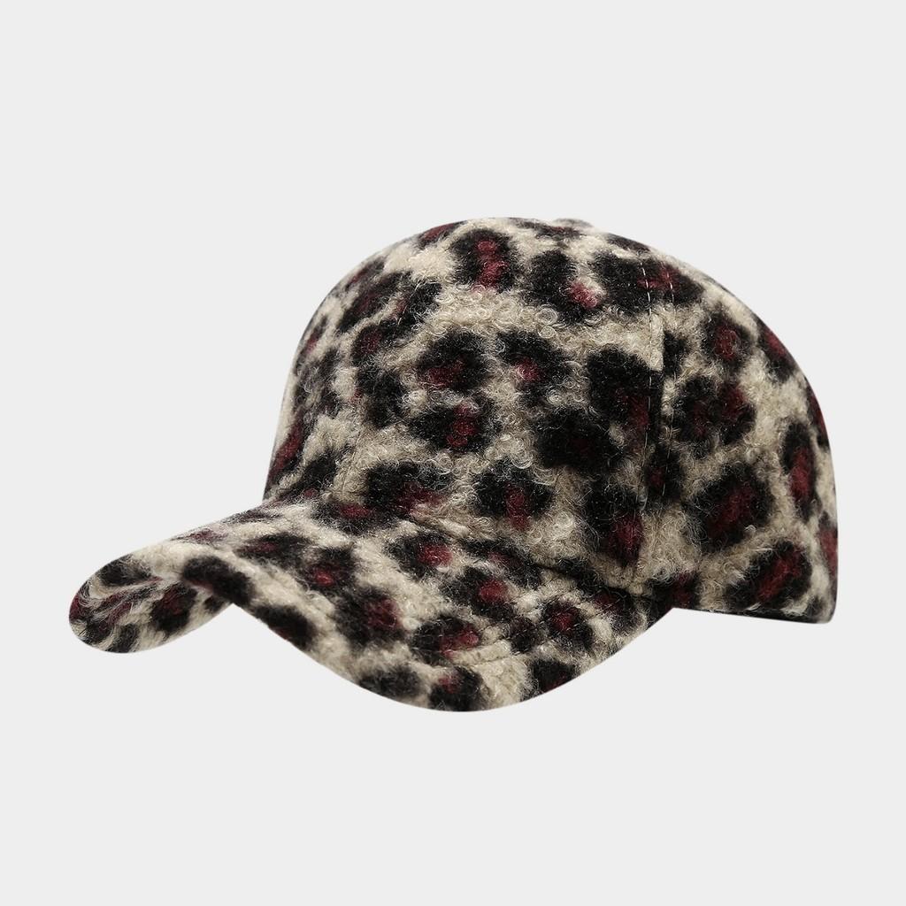 Modern Leopard Print Baseball Cap With Warm Polyester For Fall Winter Outdoor Casual Wear